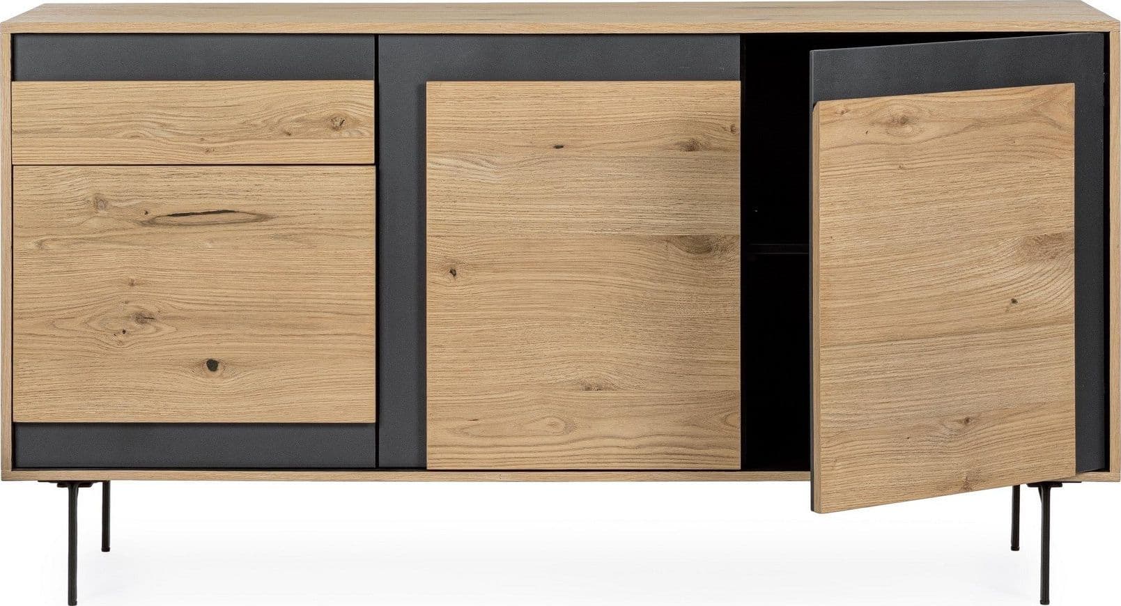 Credenza "Stanwood" con 3 ante e 3 cassetti, in mdf, finitura in rovere in Credenze Decor Space - Altamura, commercioVirtuoso.it