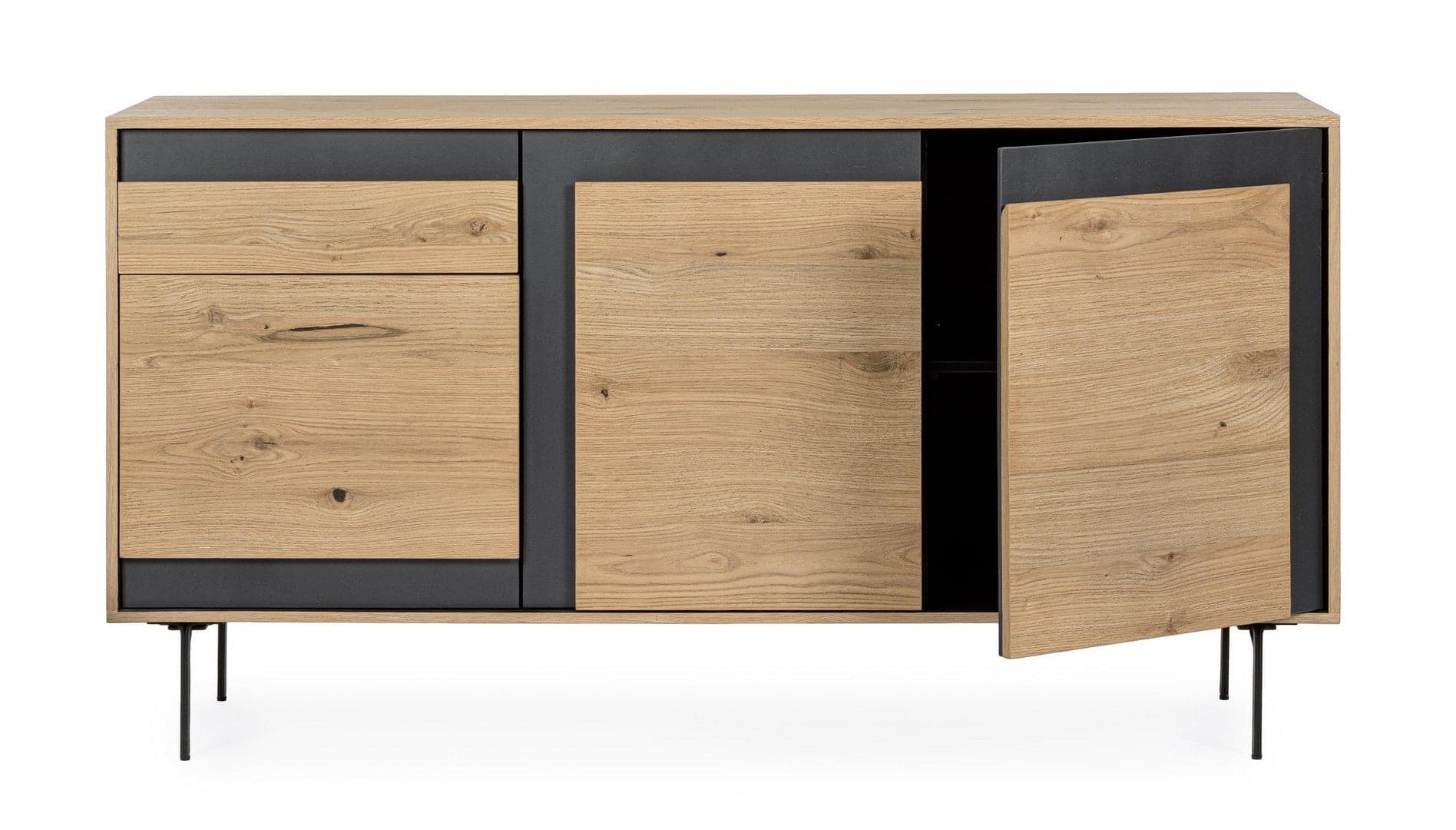 Credenza "Stanwood" con 3 ante e 3 cassetti, in mdf, finitura in rovere in Credenze Decor Space - Altamura, commercioVirtuoso.it