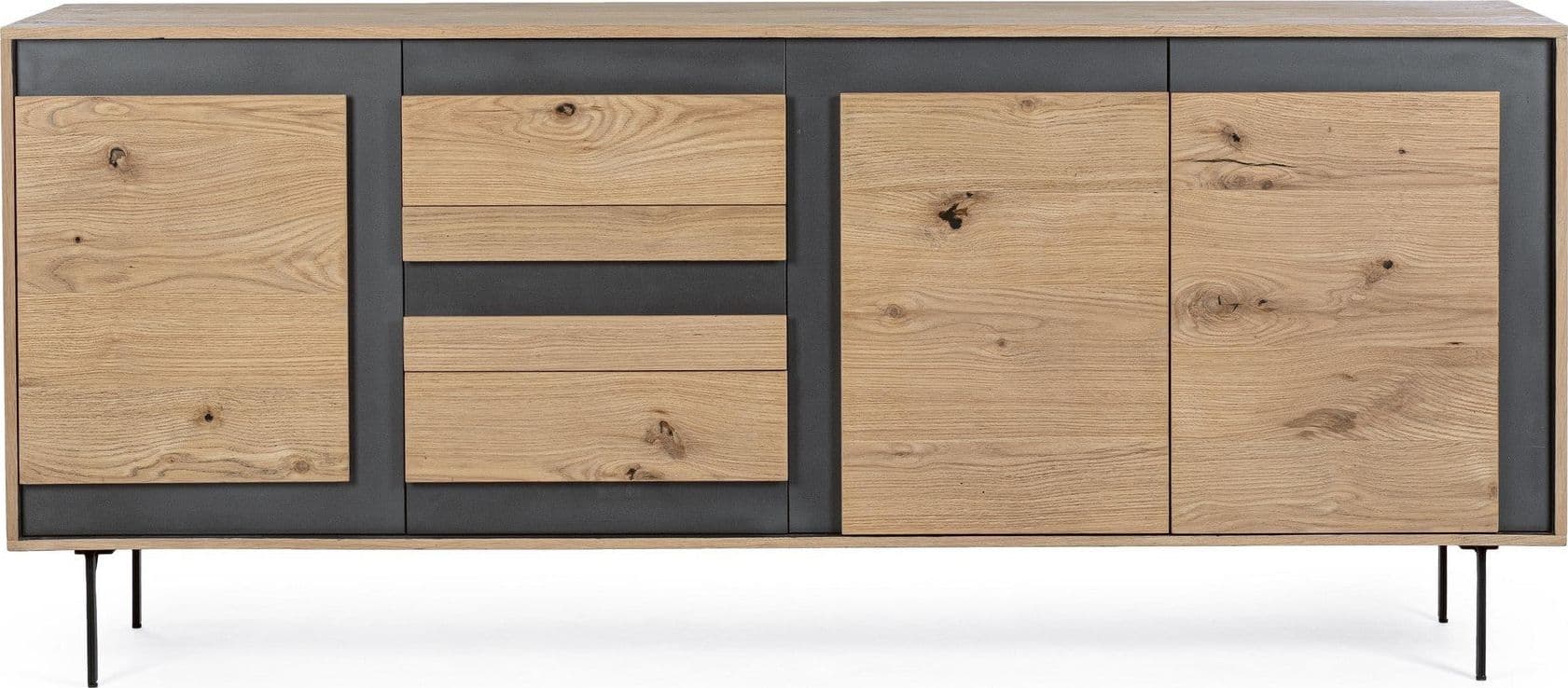 Credenza "Stanwood" con 3 ante e 3 cassetti, in mdf, finitura in rovere in Credenze Decor Space - Altamura, commercioVirtuoso.it