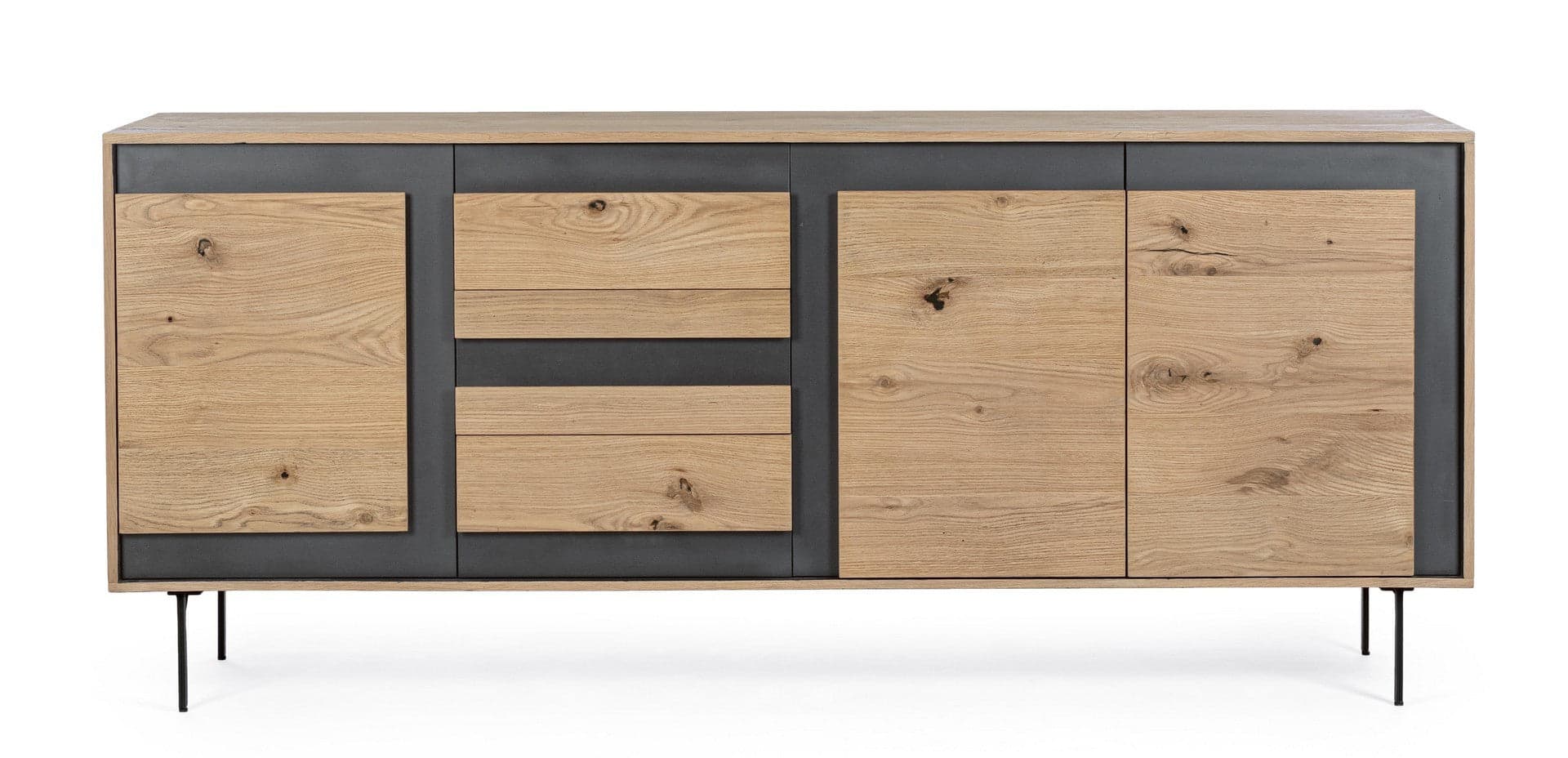 Credenza "Stanwood" con 3 ante e 3 cassetti, in mdf, finitura in rovere in Credenze Decor Space - Altamura, commercioVirtuoso.it