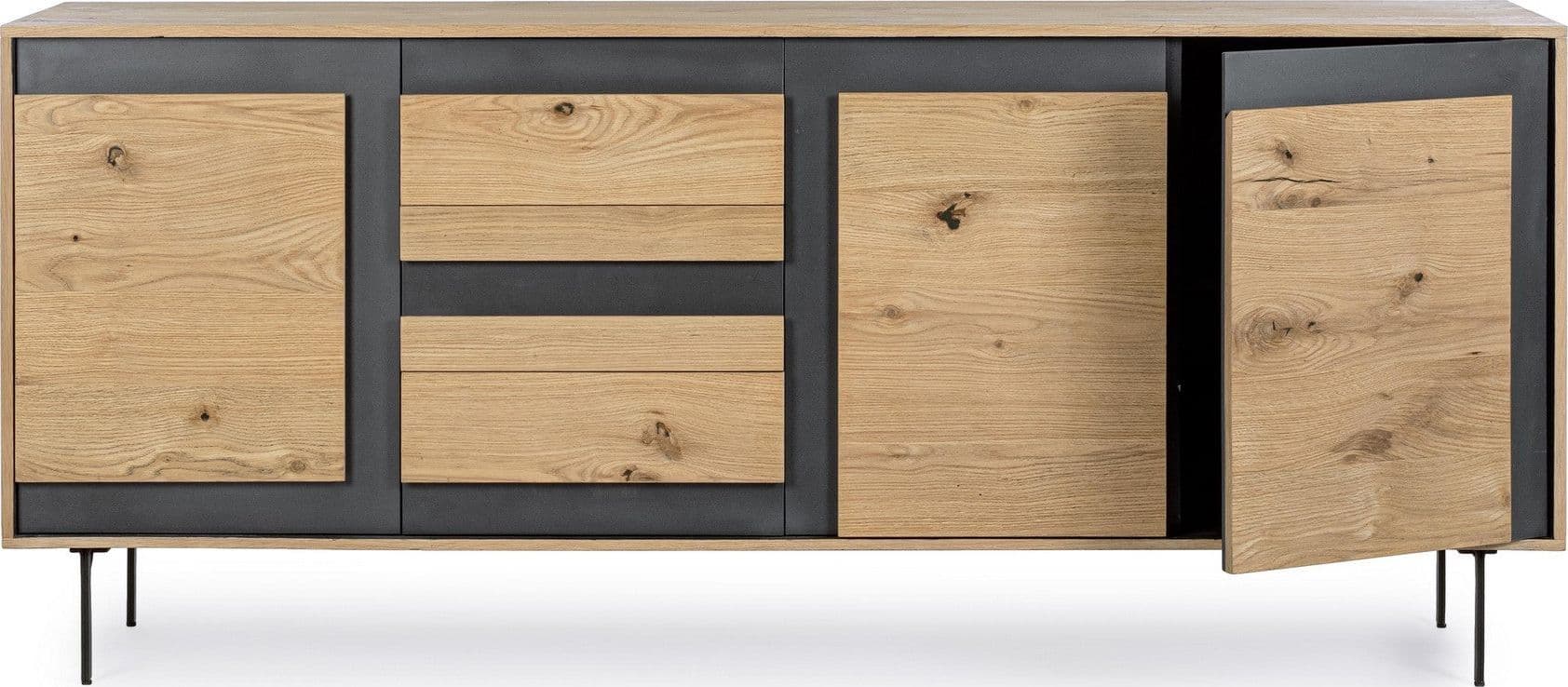 Credenza "Stanwood" con 3 ante e 3 cassetti, in mdf, finitura in rovere in Credenze Decor Space - Altamura, commercioVirtuoso.it