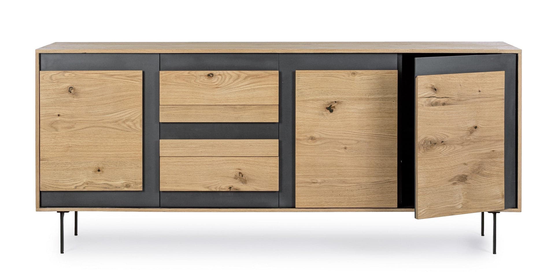 Credenza "Stanwood" con 3 ante e 3 cassetti, in mdf, finitura in rovere in Credenze Decor Space - Altamura, commercioVirtuoso.it