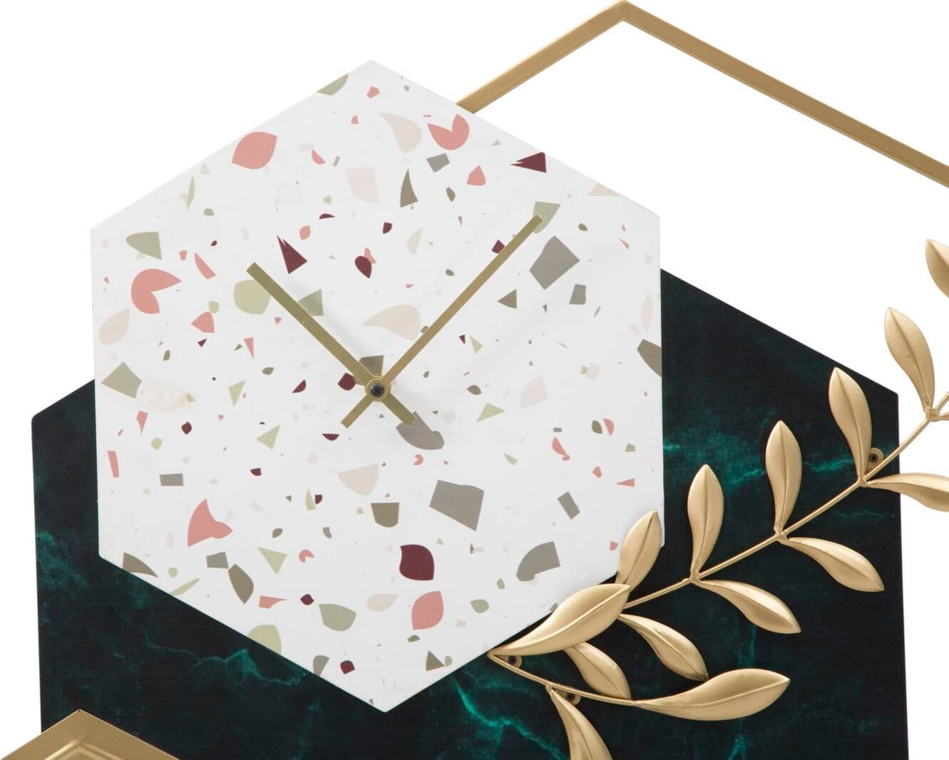 Orologio-da-parete-esagonale-in-ferro-e-legno-MDF-per-salotto-e-cucina