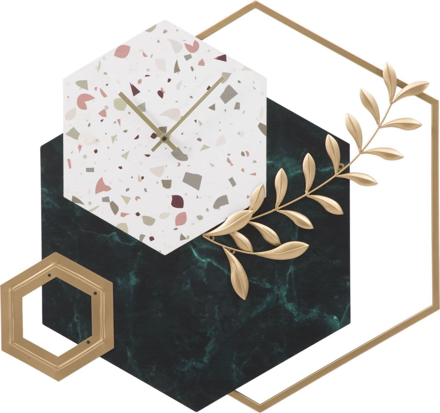 Orologio da parete esagonale in ferro e legno MDF per salotto e cucina in Orologi da parete Decor Space - Altamura, commercioVirtuoso.it