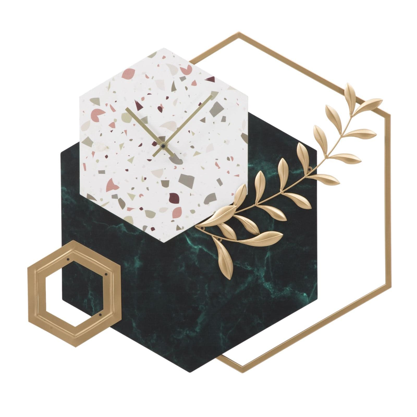 Orologio da parete esagonale in ferro e legno MDF per salotto e cucina in Orologi da parete Decor Space - Altamura, commercioVirtuoso.it