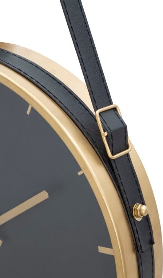 Orologio da parete color nero e oro con cinghia per salotto e cucina in Orologi da parete Decor Space - Altamura, commercioVirtuoso.it