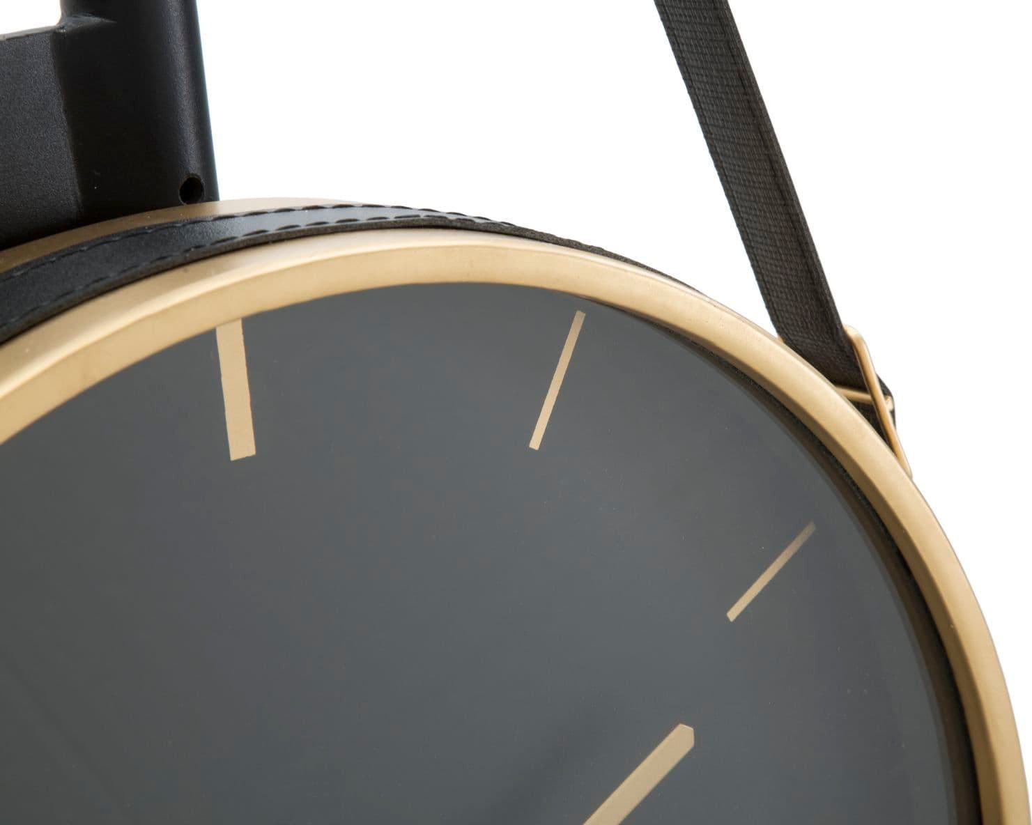 Orologio da parete color nero e oro con cinghia per salotto e cucina in Orologi da parete Decor Space - Altamura, commercioVirtuoso.it