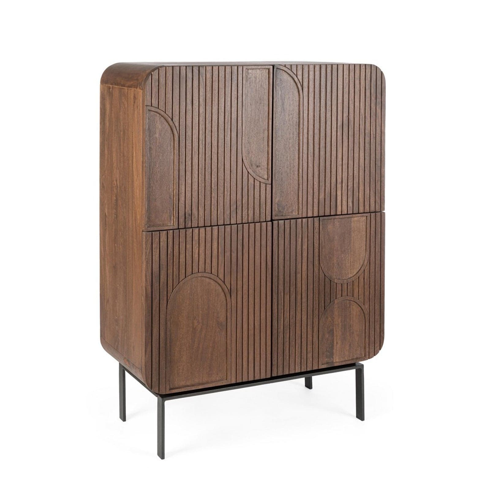 Mobile alto "Orissa" con 4 ante, in legno di mango, color naturale, 90 x 42 x 120h cm in Credenze Decor Space - Altamura, commercioVirtuoso.it