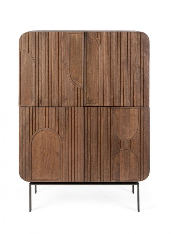 Mobile alto "Orissa" con 4 ante, in legno di mango, color naturale, 90 x 42 x 120h cm in Credenze Decor Space - Altamura, commercioVirtuoso.it