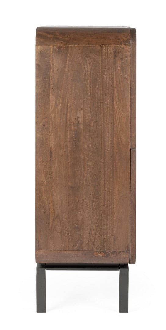 Mobile alto "Orissa" con 4 ante, in legno di mango, color naturale, 90 x 42 x 120h cm in Credenze Decor Space - Altamura, commercioVirtuoso.it