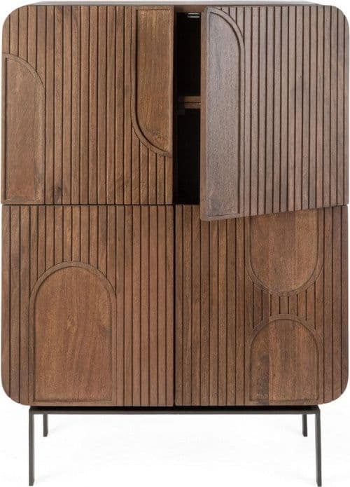 Mobile alto "Orissa" con 4 ante, in legno di mango, color naturale, 90 x 42 x 120h cm in Credenze Decor Space - Altamura, commercioVirtuoso.it