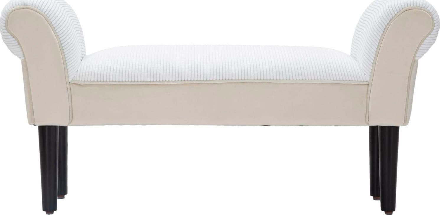 Panchetta in poliestere gambe color crema in legno colore nero per interni in Panche contenitore Decor Space - Altamura, commercioVirtuoso.it