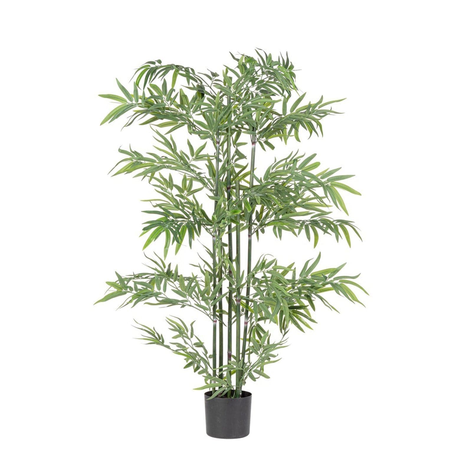 Pianta "Bamboo" con vaso in plastica nero, foglie in tessuto di raso - 14