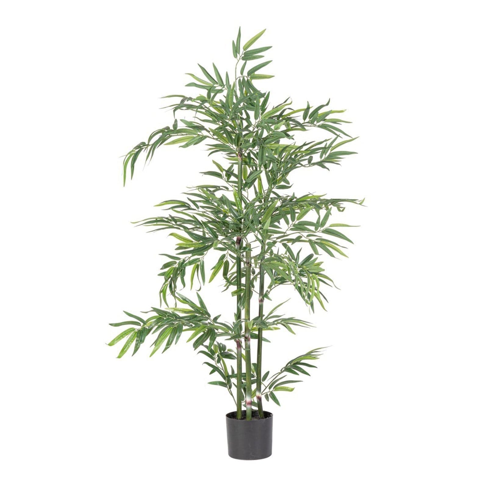 Pianta "Bamboo" con vaso in plastica nero, foglie in tessuto di raso in Piante artificiali Decor Space - Altamura, commercioVirtuoso.it