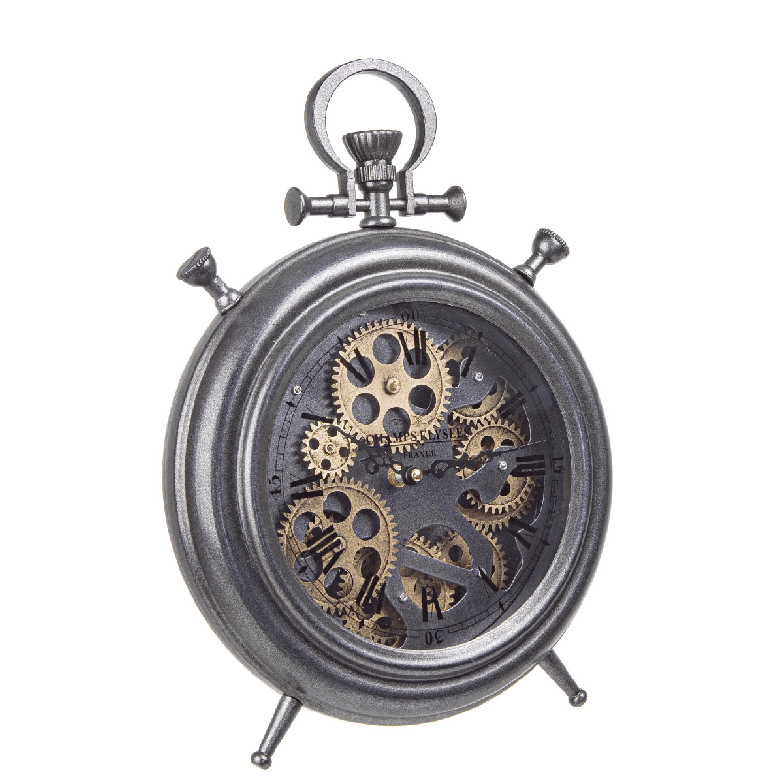 Orologio da tavolo "Engrenage" in acciaio a batteria h 28x7.5x39 cm in Orologi da parete Decor Space - Altamura, commercioVirtuoso.it