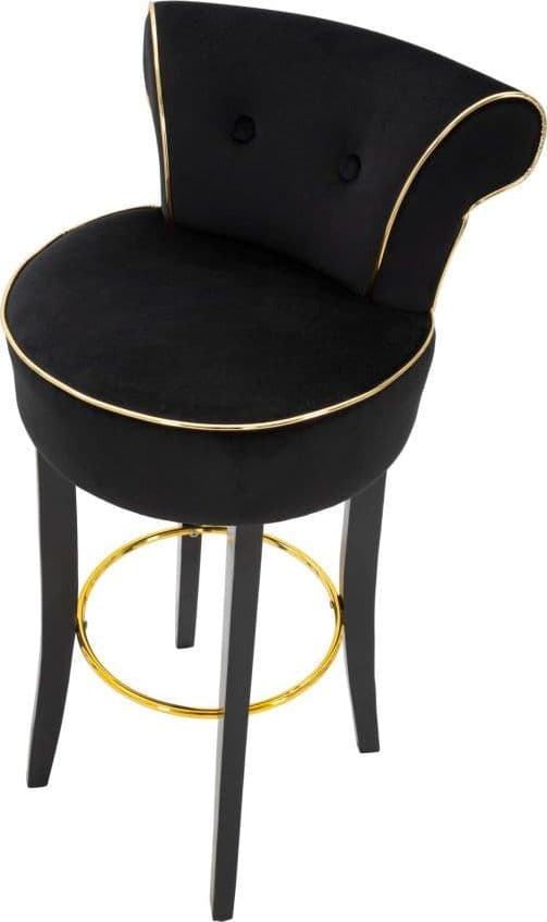 Sgabello da bar "Luxy" in velluto gambe in legno e poggiapiedi in metallo per interni - 23