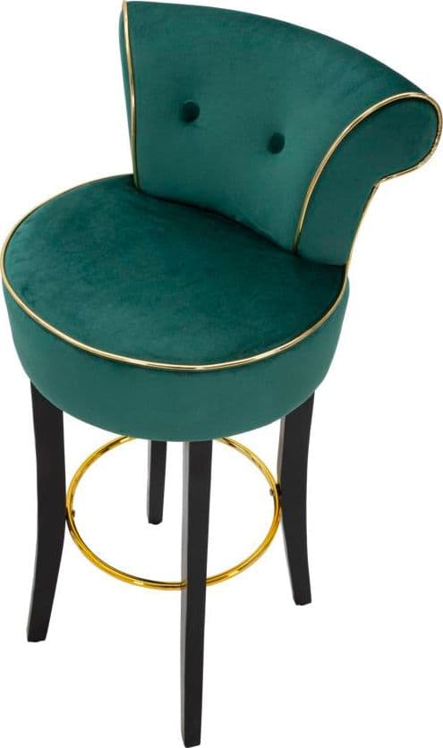 Sgabello da bar "Luxy" in velluto gambe in legno e poggiapiedi in metallo per interni in Sgabelli Decor Space - Altamura, commercioVirtuoso.it