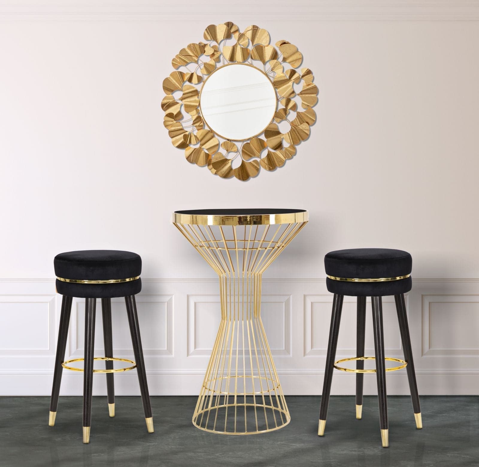 Sgabello da bar "Paris" in poliestere gambe in legno colore nero per interni - 22