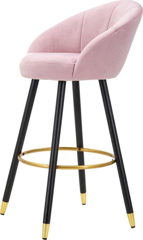 Sgabello da bar "Praga" in velluto gambe in metallo color nero e oro per interni in Sgabelli Decor Space - Altamura, commercioVirtuoso.it
