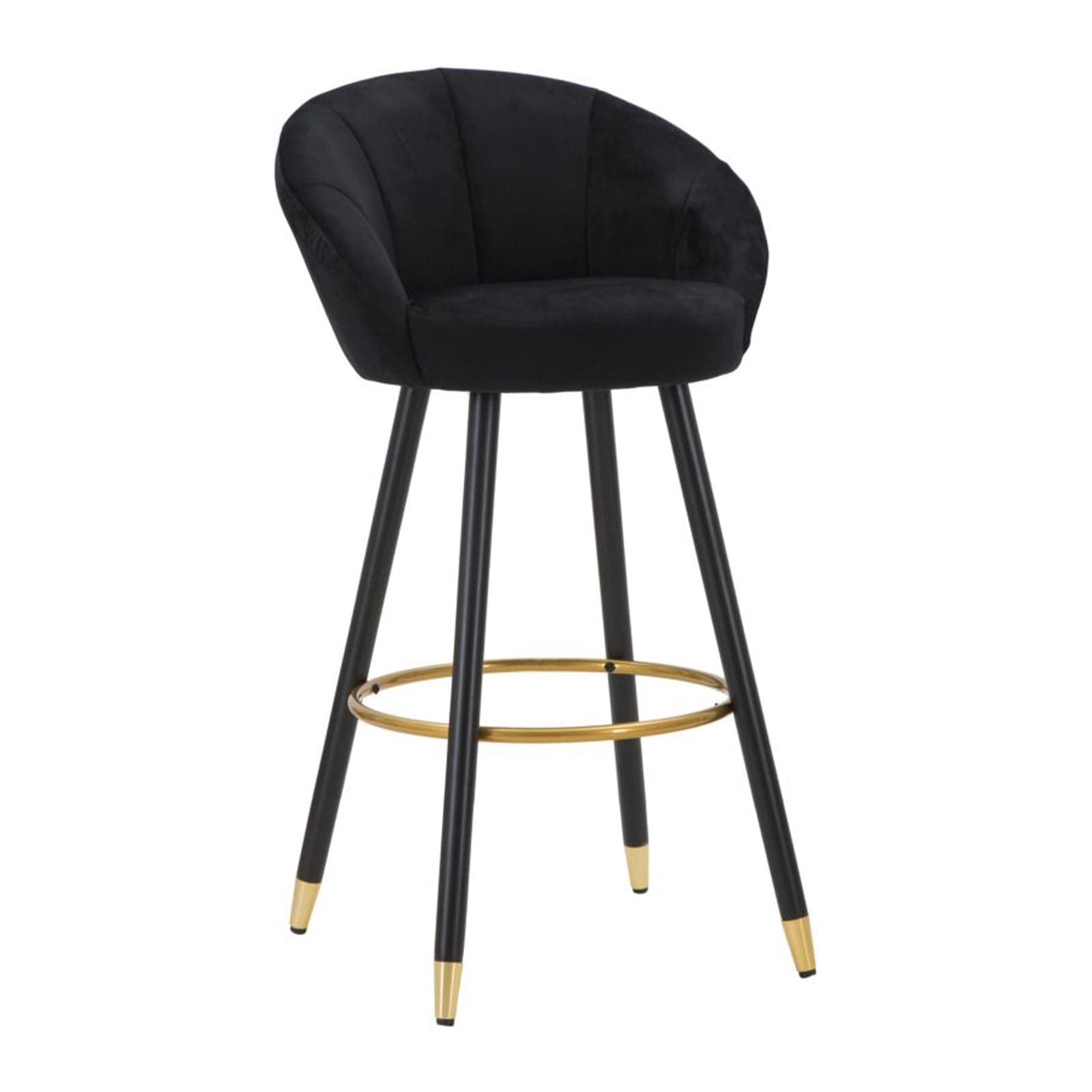Sgabello da bar "Praga" in velluto gambe in metallo color nero e oro per interni in Sgabelli Decor Space - Altamura, commercioVirtuoso.it