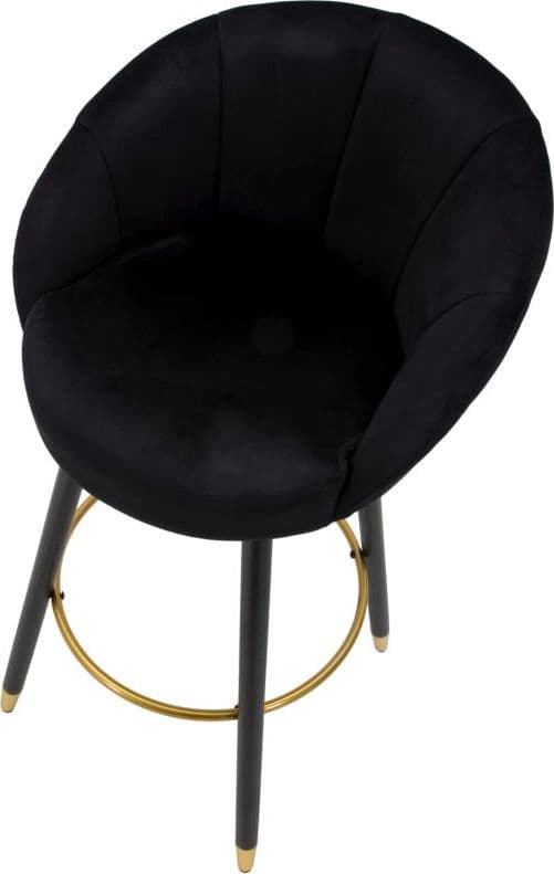 Sgabello da bar "Praga" in velluto gambe in metallo color nero e oro per interni - 21