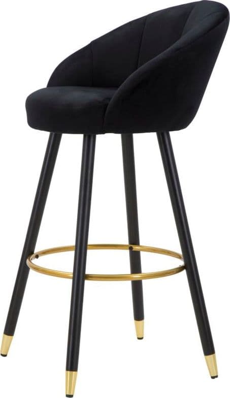 Sgabello da bar "Praga" in velluto gambe in metallo color nero e oro per interni - 22