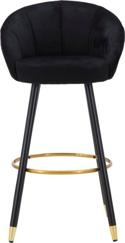 Sgabello da bar "Praga" in velluto gambe in metallo color nero e oro per interni - 23