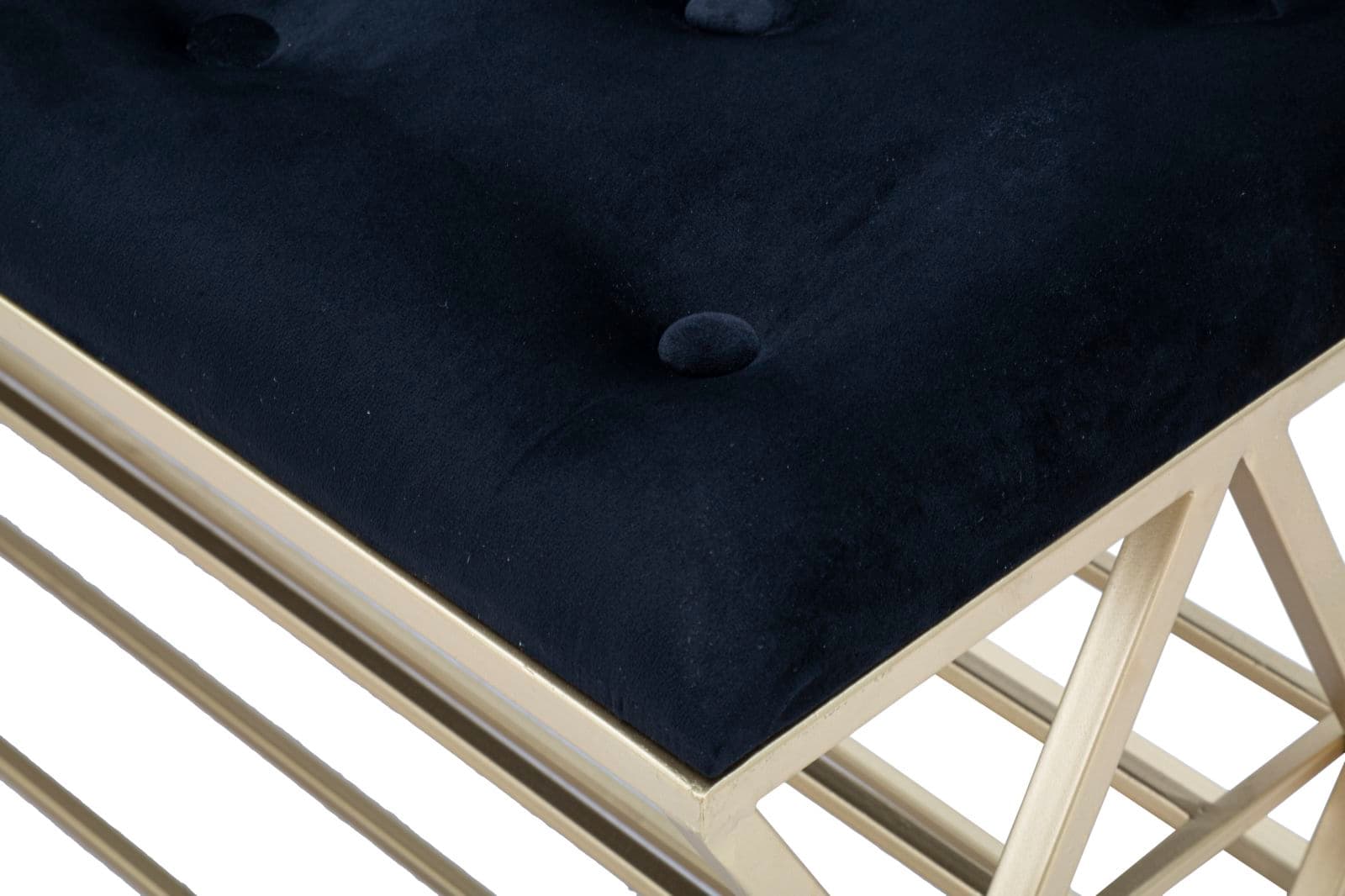 Panca in velluto struttura in metallo con porta scarpe color oro per interni in Panche contenitore Decor Space - Altamura, commercioVirtuoso.it
