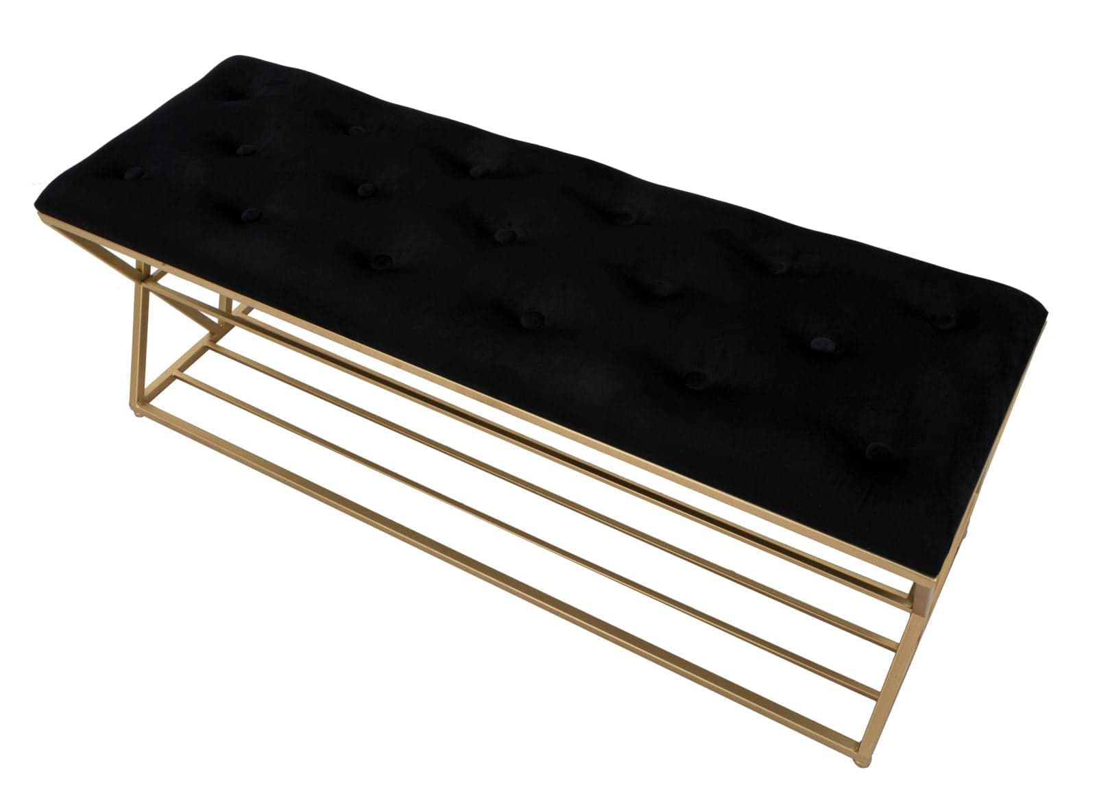 Panca in velluto struttura in metallo con porta scarpe color oro per interni in Panche contenitore Decor Space - Altamura, commercioVirtuoso.it