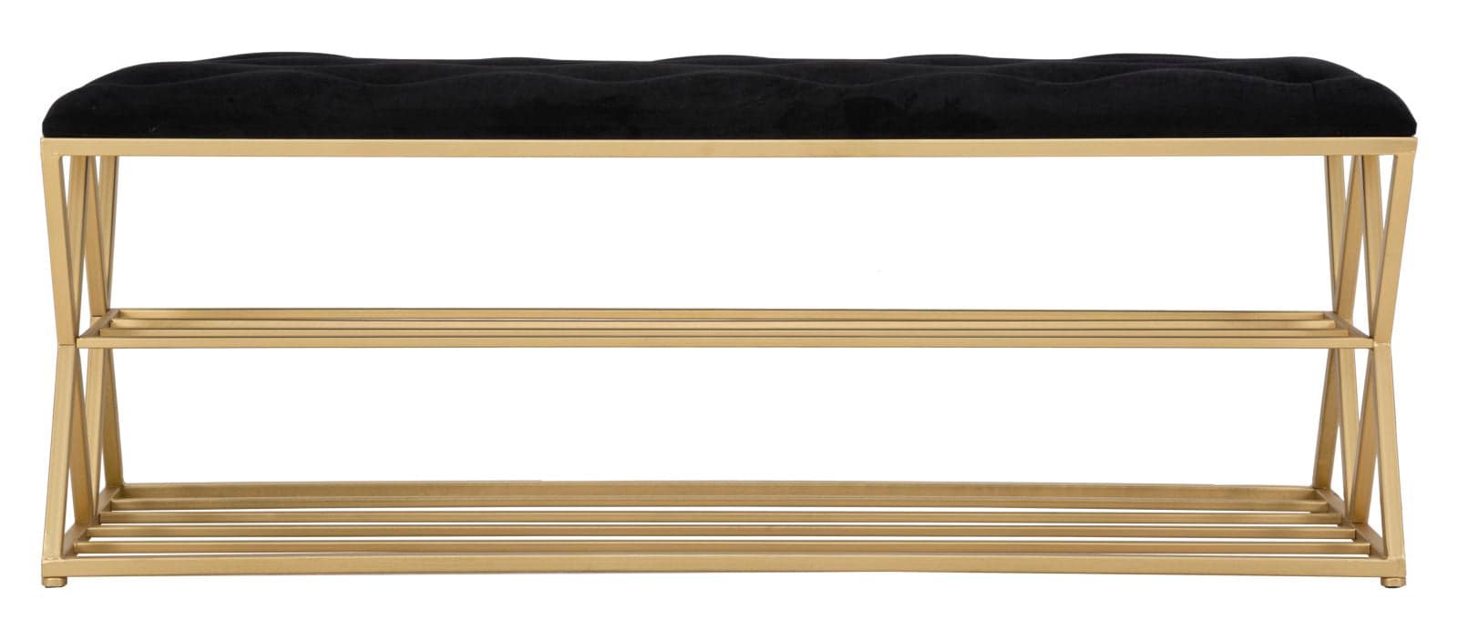 Panca in velluto struttura in metallo con porta scarpe color oro per interni in Panche contenitore Decor Space - Altamura, commercioVirtuoso.it