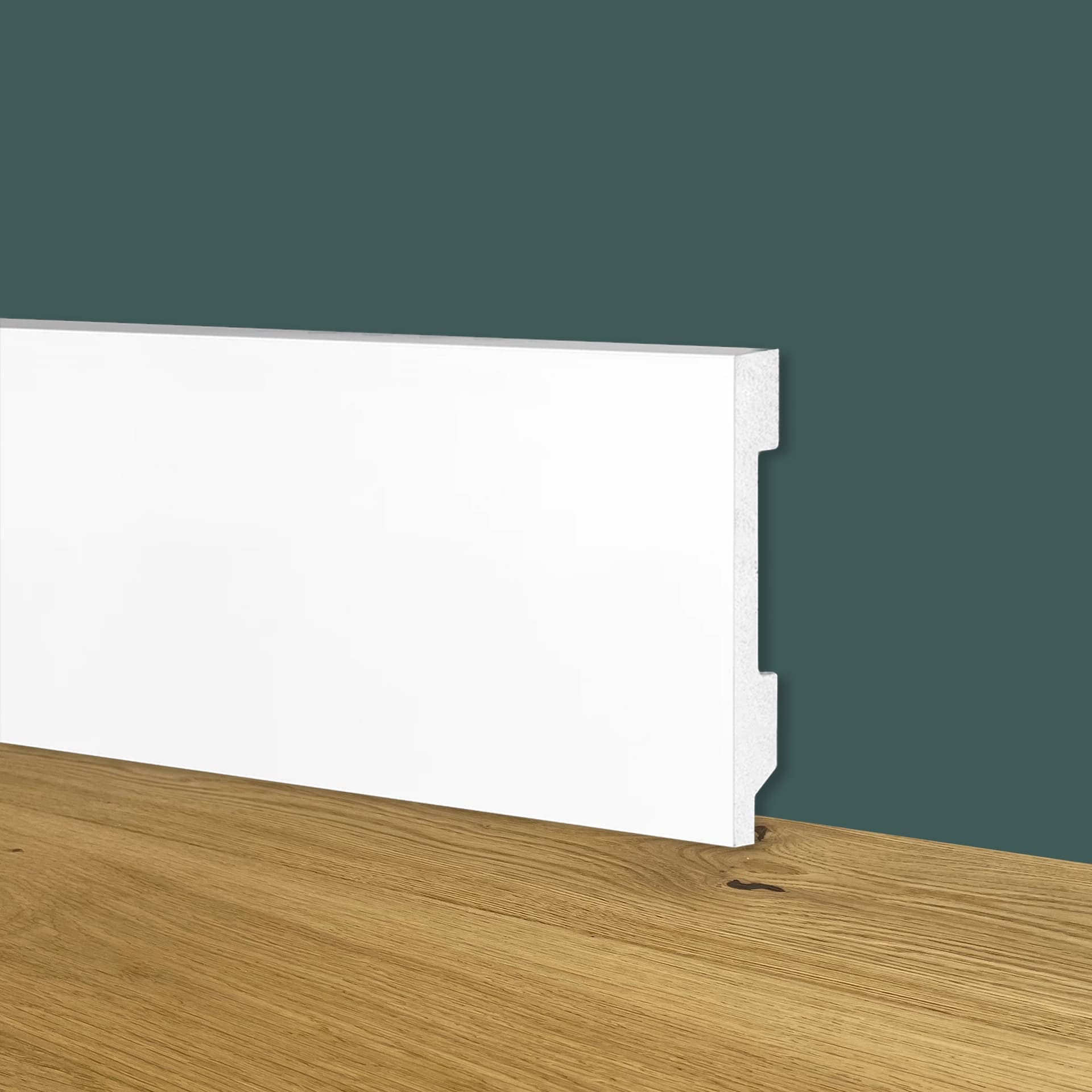 Battiscopa Zoccolino BIANCO Squadrato passacavo 70x15x2000mm in POLIMERI - Polistrutturato - Eternal Parquet