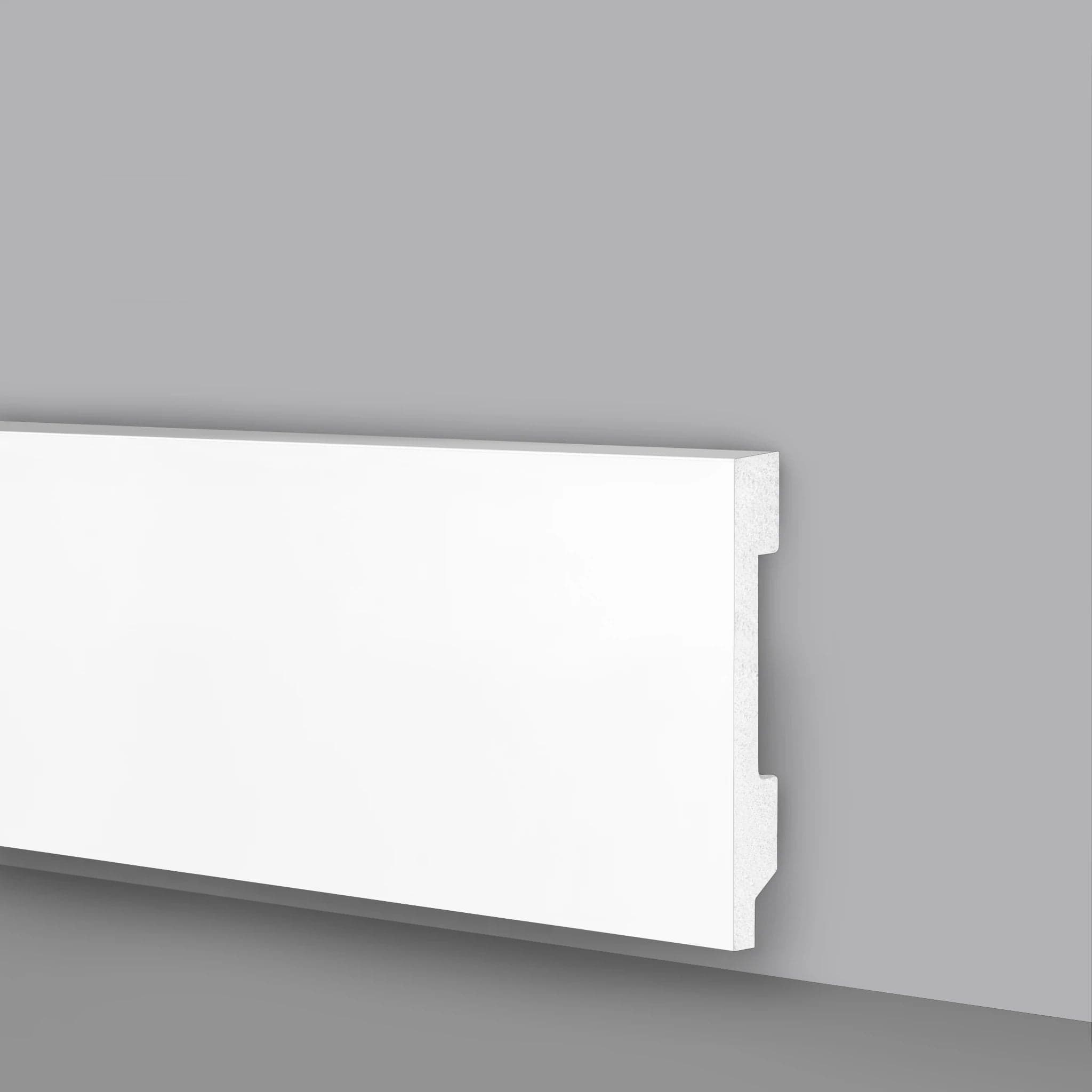 Battiscopa Zoccolino BIANCO Squadrato passacavo 70x15x2000mm in POLIMERI - Polistrutturato - Eternal Parquet