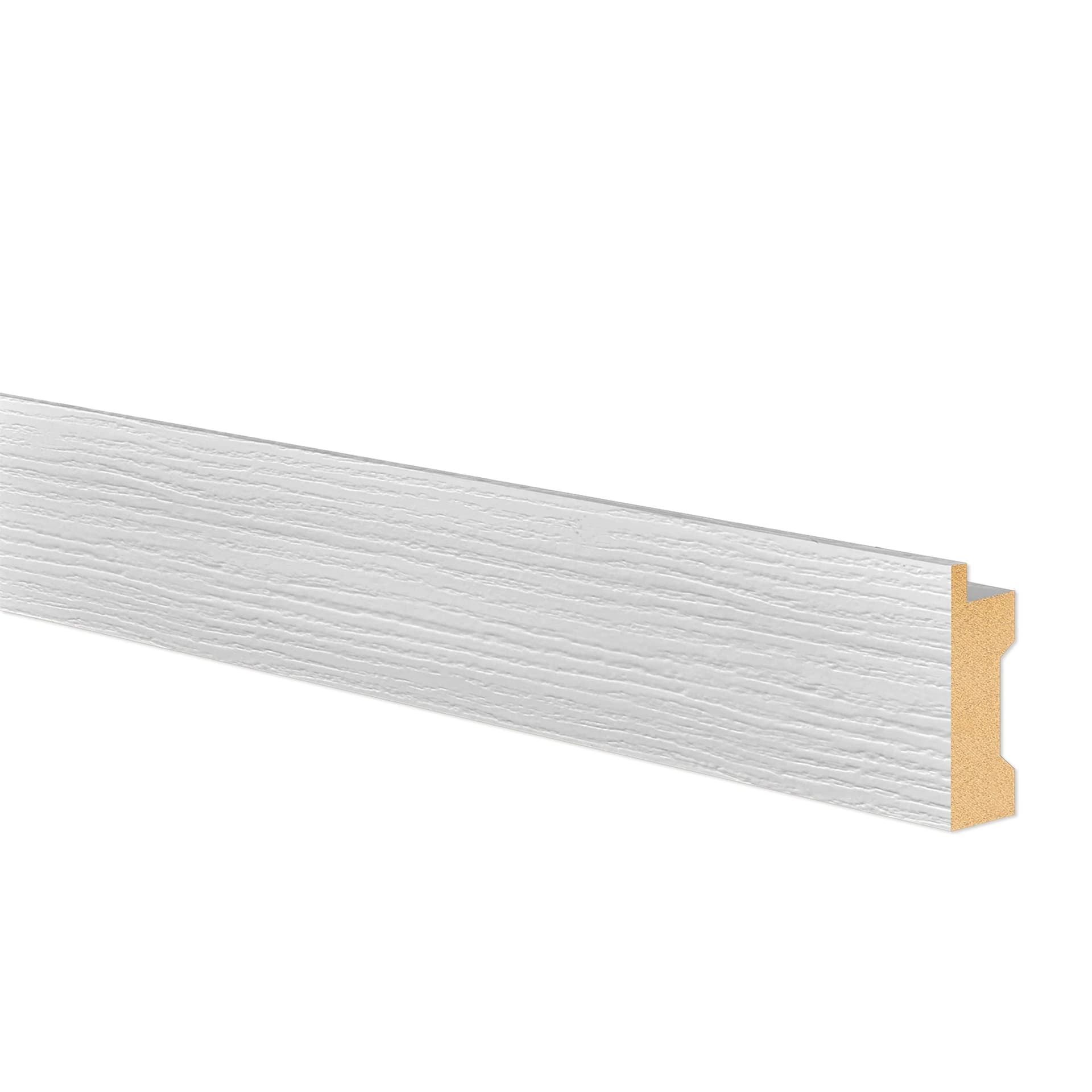Battiscopa in POLIMERI Ad INCASSO RASOMURO per Cartongesso  39x17x2800mm - BIANCO - ROVERE - - Eternal Parquet