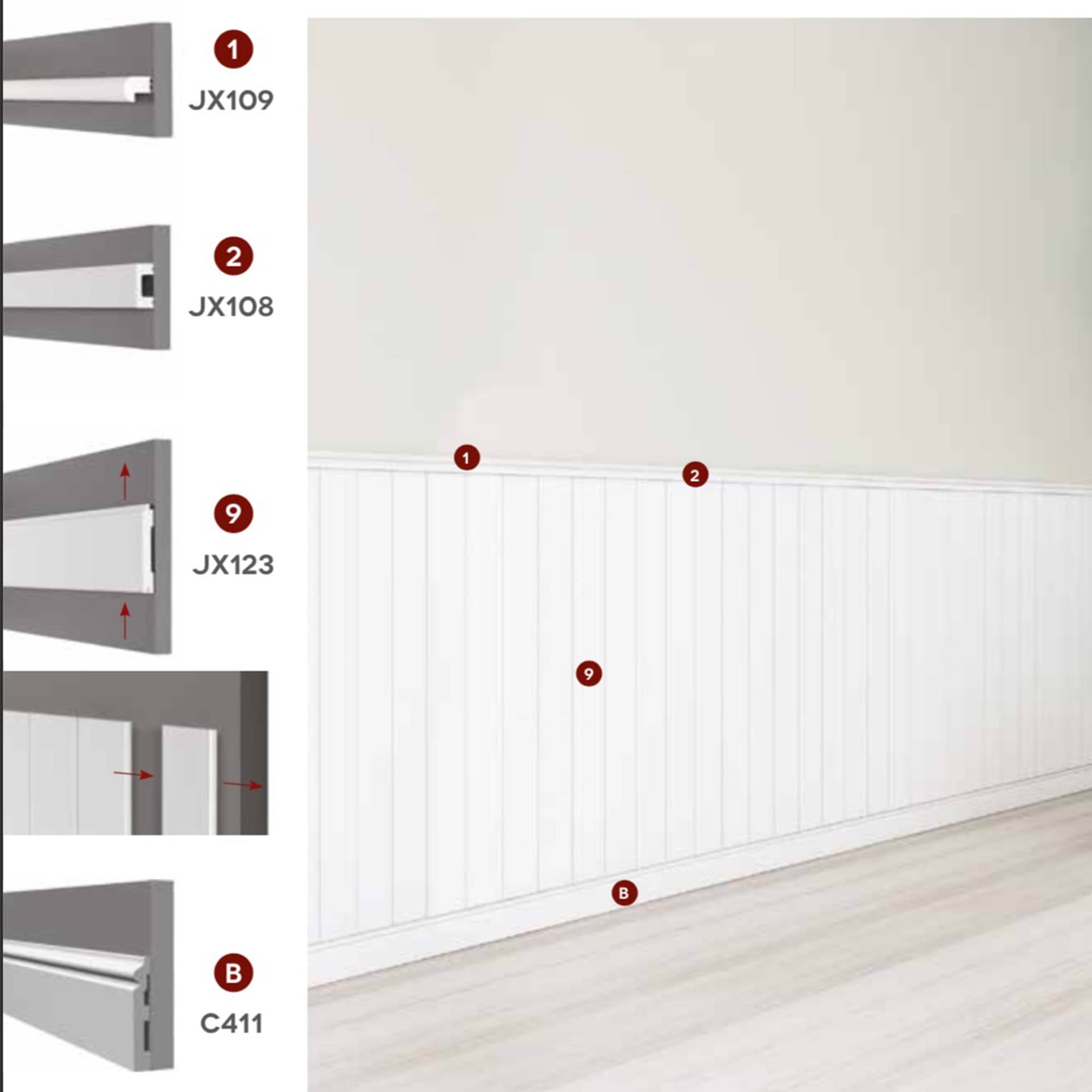 2,3MQ di Boiserie in Duropolimero Polistrutturato Mod.DENVER  L200xH115 circa in Battiscopa Eternal Parquet - Ariano Irpino, commercioVirtuoso.it