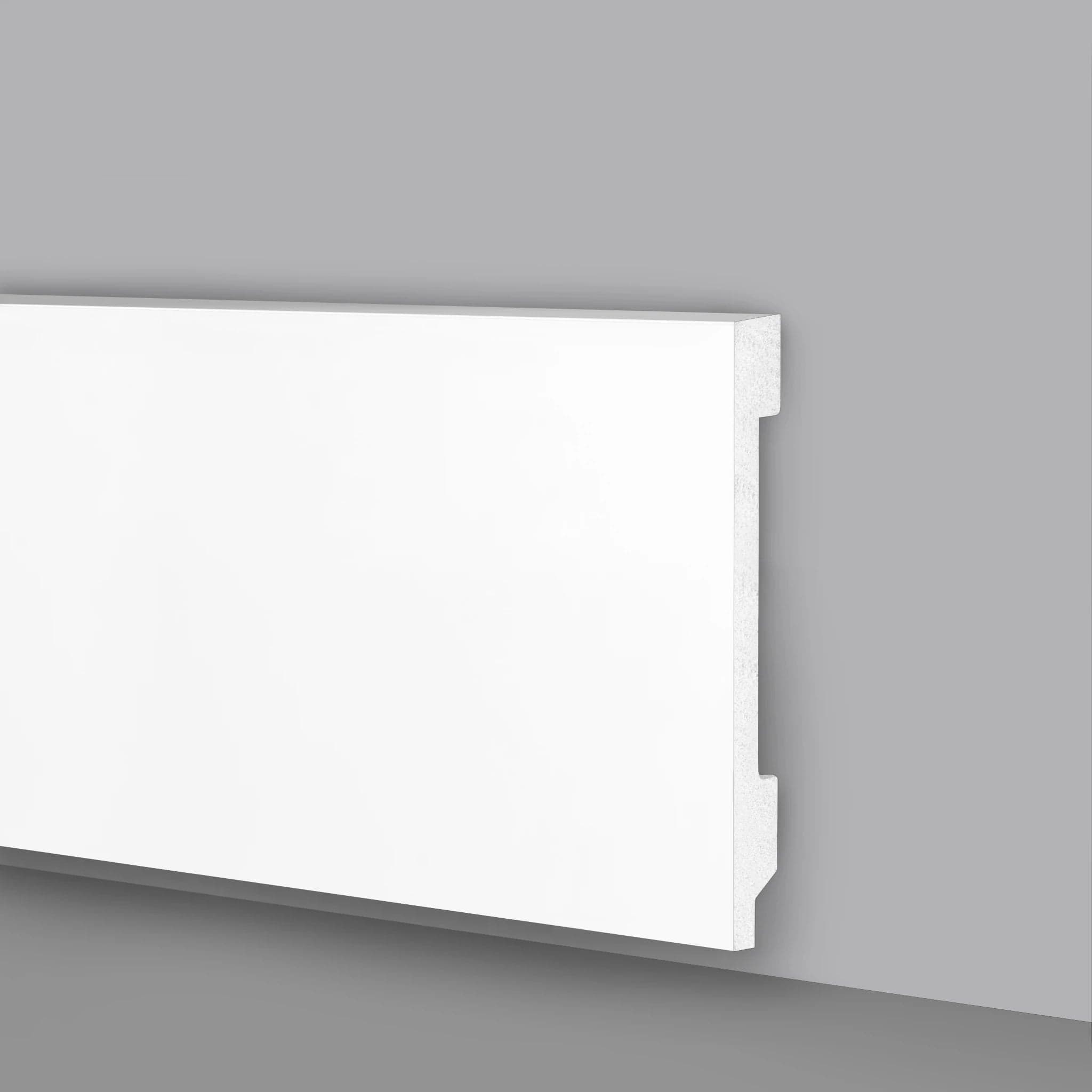 Battiscopa Zoccolino BIANCO Squadrato passacavo 120x15x2000mm in POLIMERI - Polistrutturato - Eternal Parquet