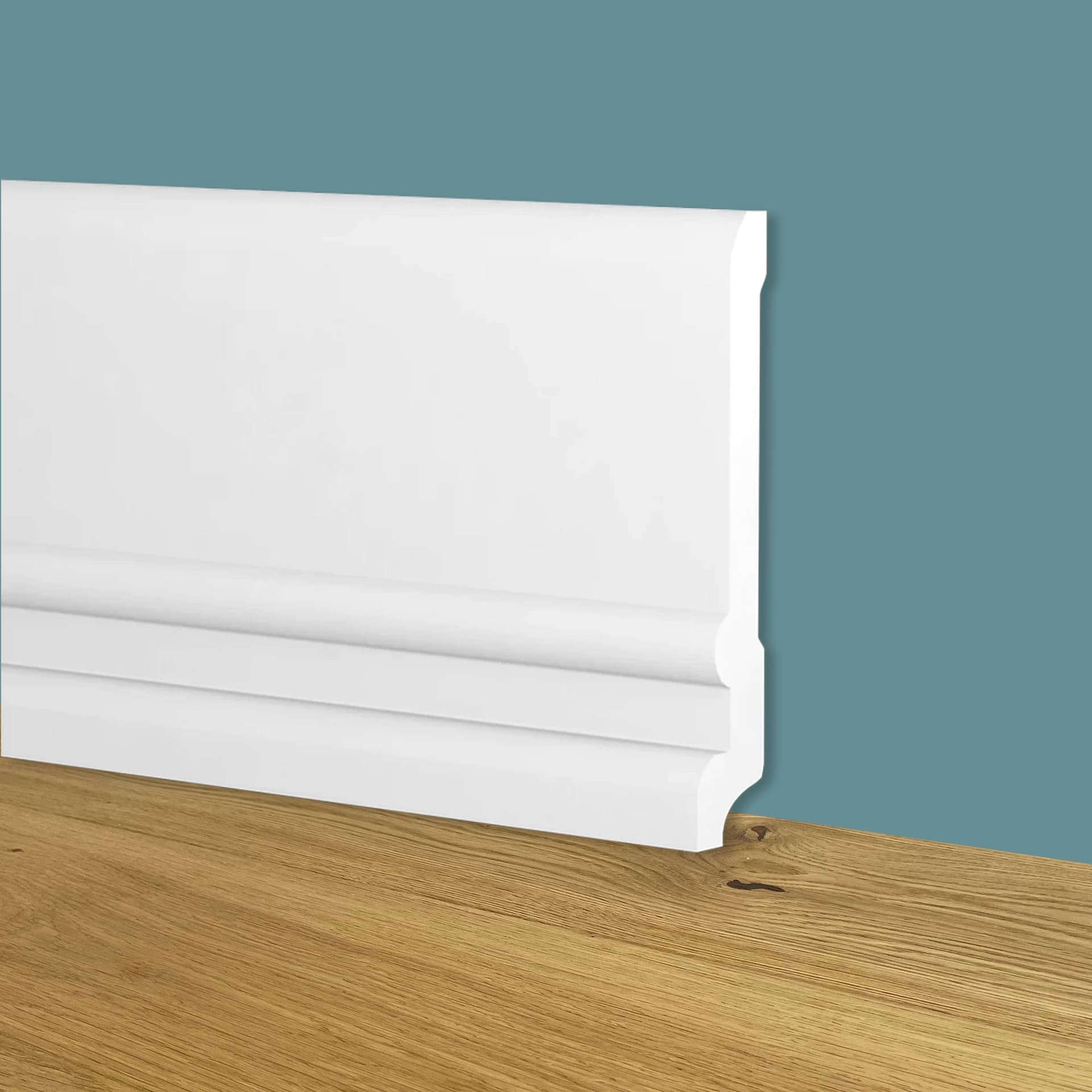 90ml bancale di Battiscopa Zoccolino BIANCO mod. TOSCANO 128x20x2000mm in POLIMERI - Polistrutturato - Eternal Parquet