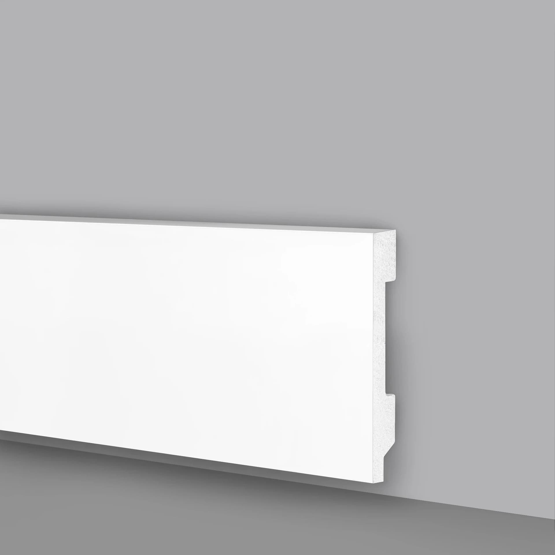 112ML Bancale di Battiscopa BIANCO Squadrato passacavo 70x15x2000mm in POLIMERI - Polistrutturato - 4