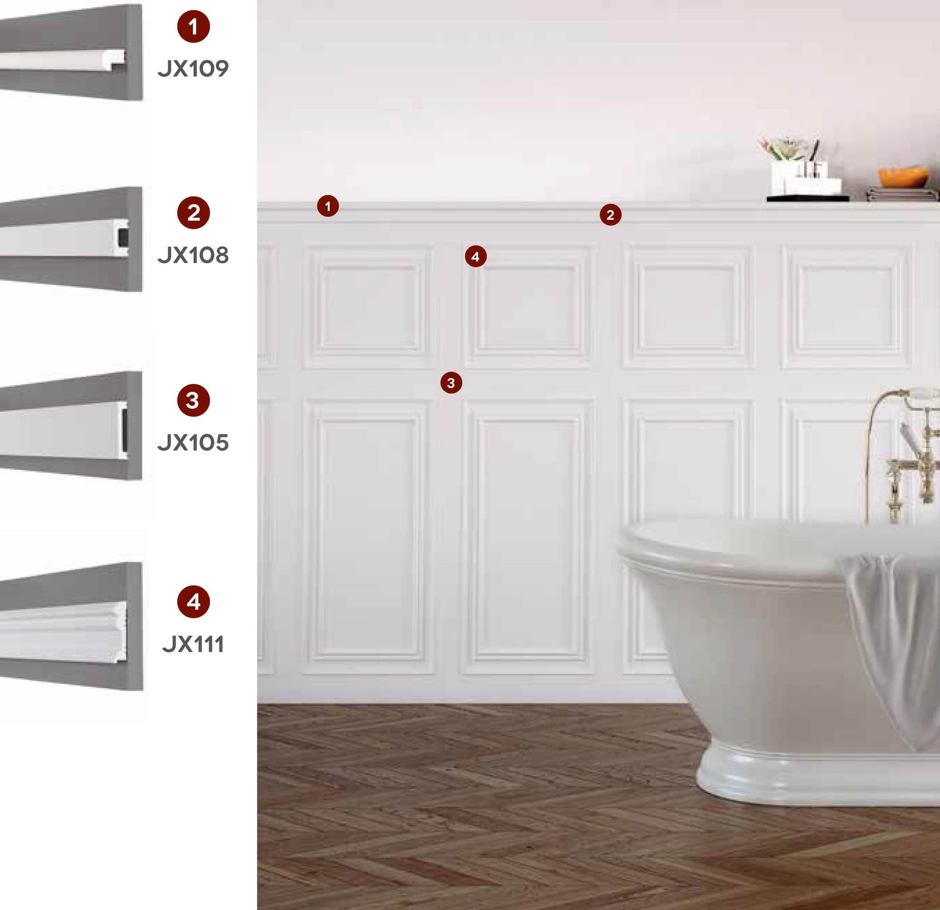 3,4mq di Boiserie in Duropolimero Polistrutturato Mod.ATLANTA L2xH1,7mt - Eternal Parquet