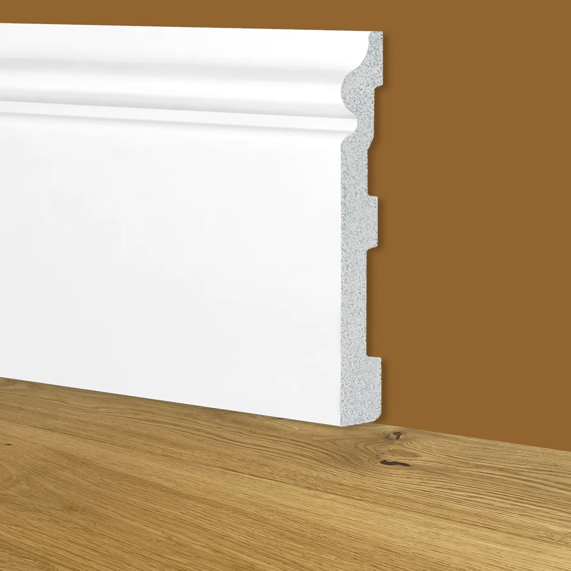 100ml bancale di Battiscopa Zoccolino BIANCO mod. ETNICO 150x18x2000mm in POLIMERI - Polistrutturato - Eternal Parquet