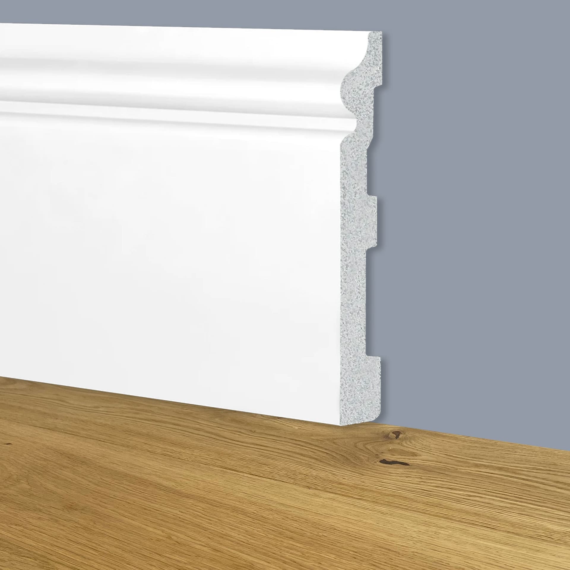 Battiscopa Zoccolino BIANCO mod. ETNICO 180x19x2000mm in POLIMERI - Polistrutturato - Eternal Parquet