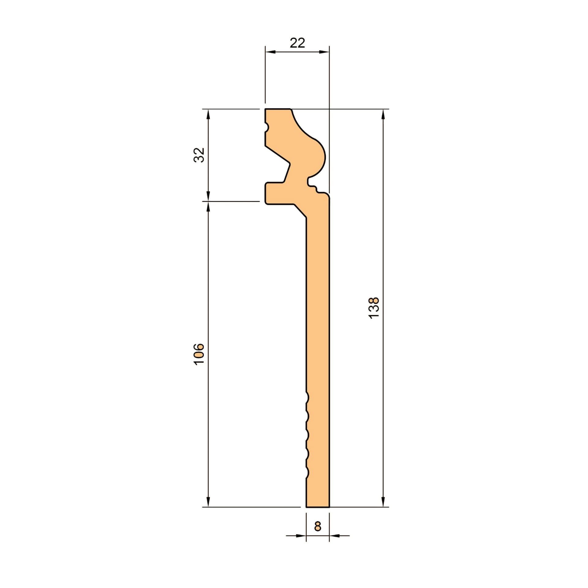 84ml bancale di Battiscopa coprimarmo DUCALE Alto BIANCO 138x22x2000mm in POLIMERI - Polistrutturato - Eternal Parquet