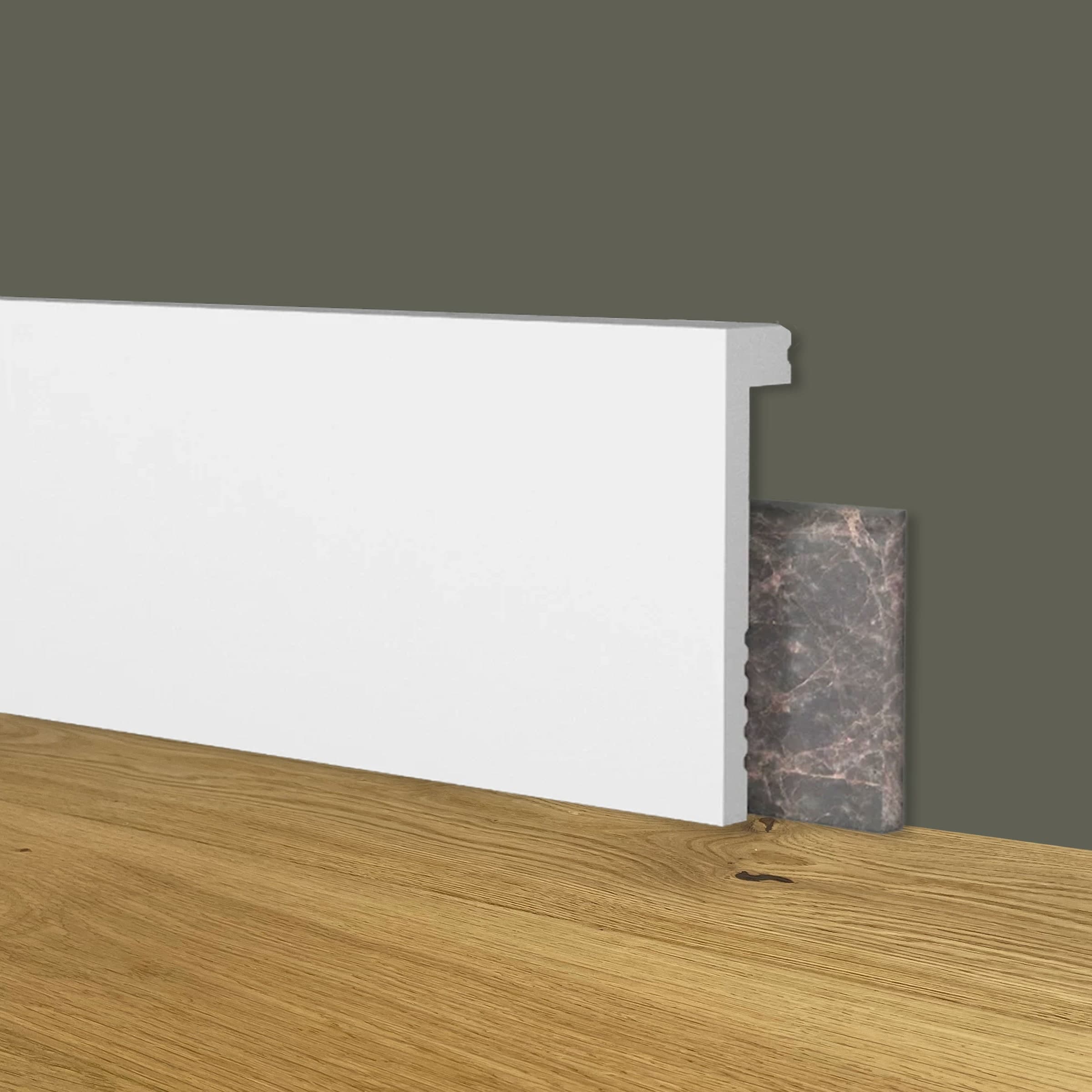 Battiscopa coprimarmo copribattiscopa BIANCO 100x22x2000mm in POLIMERI - Polistrutturato - Eternal Parquet
