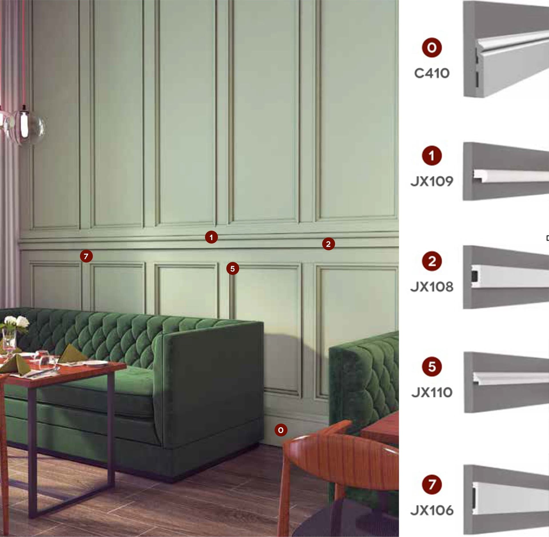 5,5mq di Boiserie in Duropolimero Polistrutturato Mod.Boston parete intera 2x2,7mt - Eternal Parquet