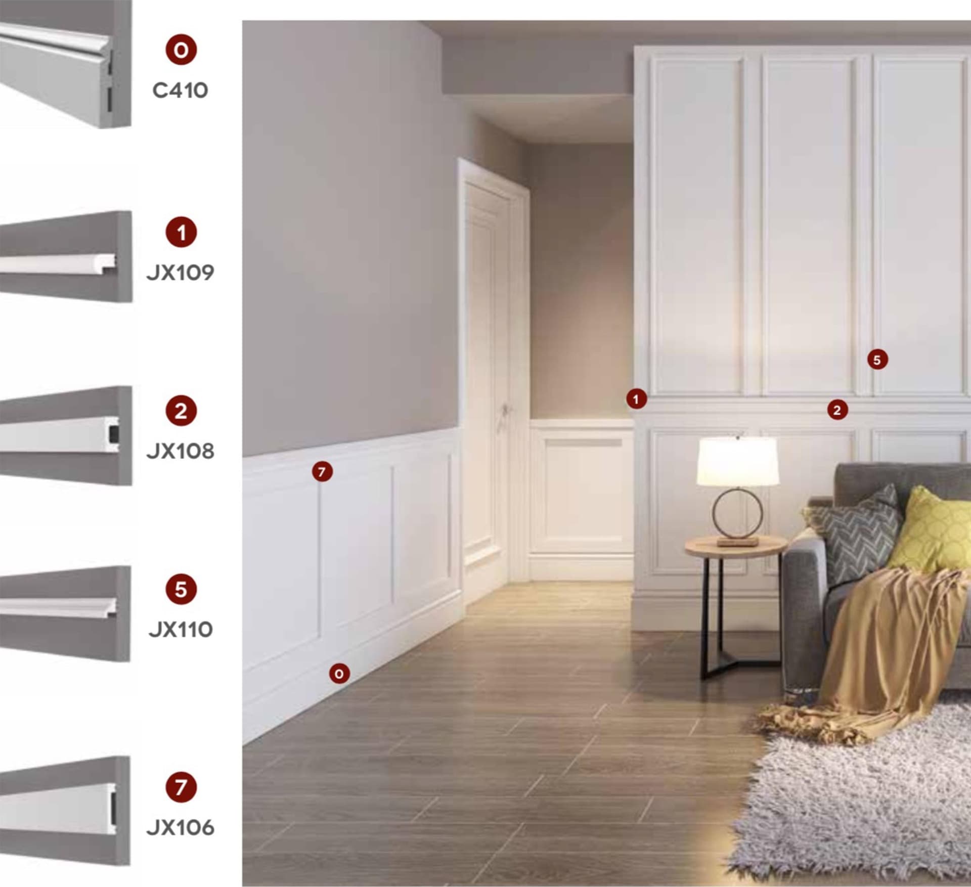 5,5mq di Boiserie in Duropolimero Polistrutturato Mod.Boston parete intera 2x2,7mt - Eternal Parquet