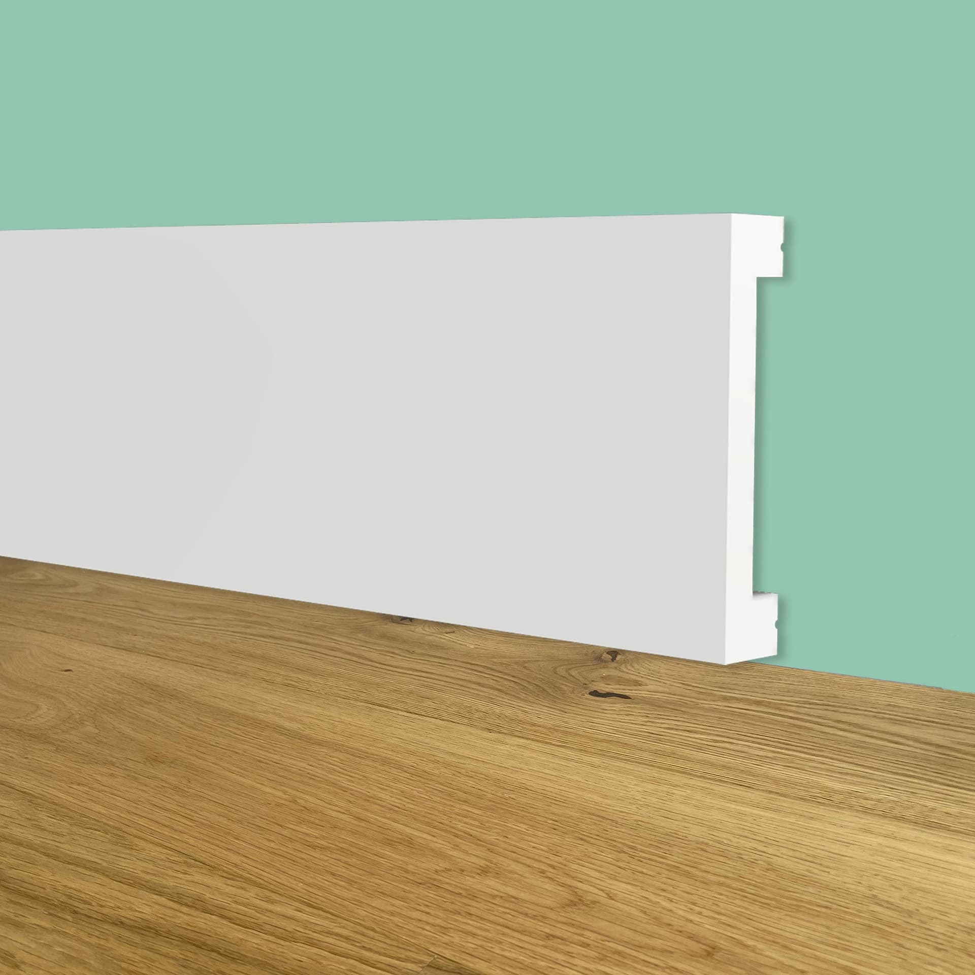 Battiscopa SQUADRATO BIANCO PASSACAVO 50x10x2000mm in POLIMERI - Polistrutturato - Eternal Parquet