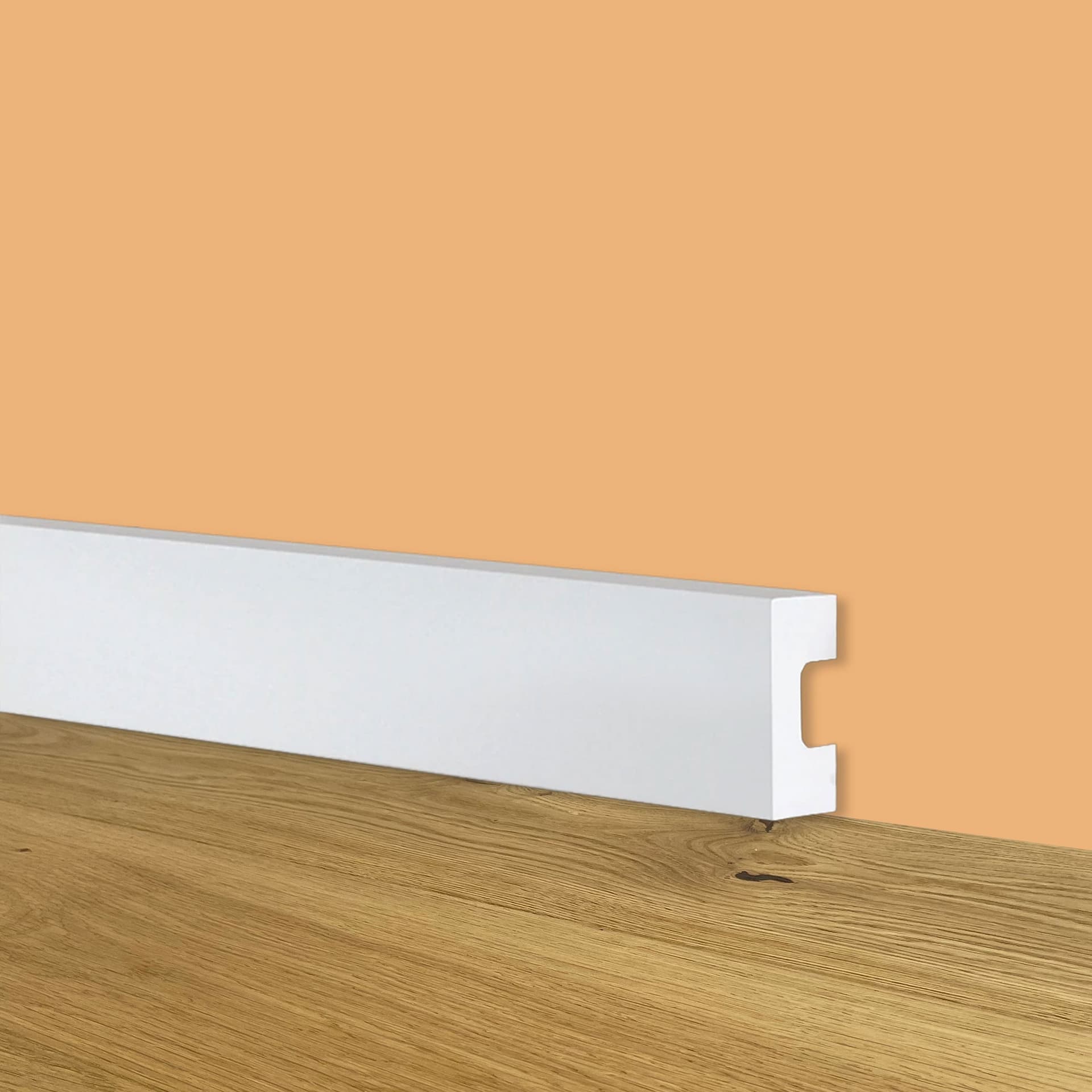 Battiscopa SQUADRATO BIANCO Passacavo bassissimo 25x13x2000mm in POLIMERI - Eternal Parquet