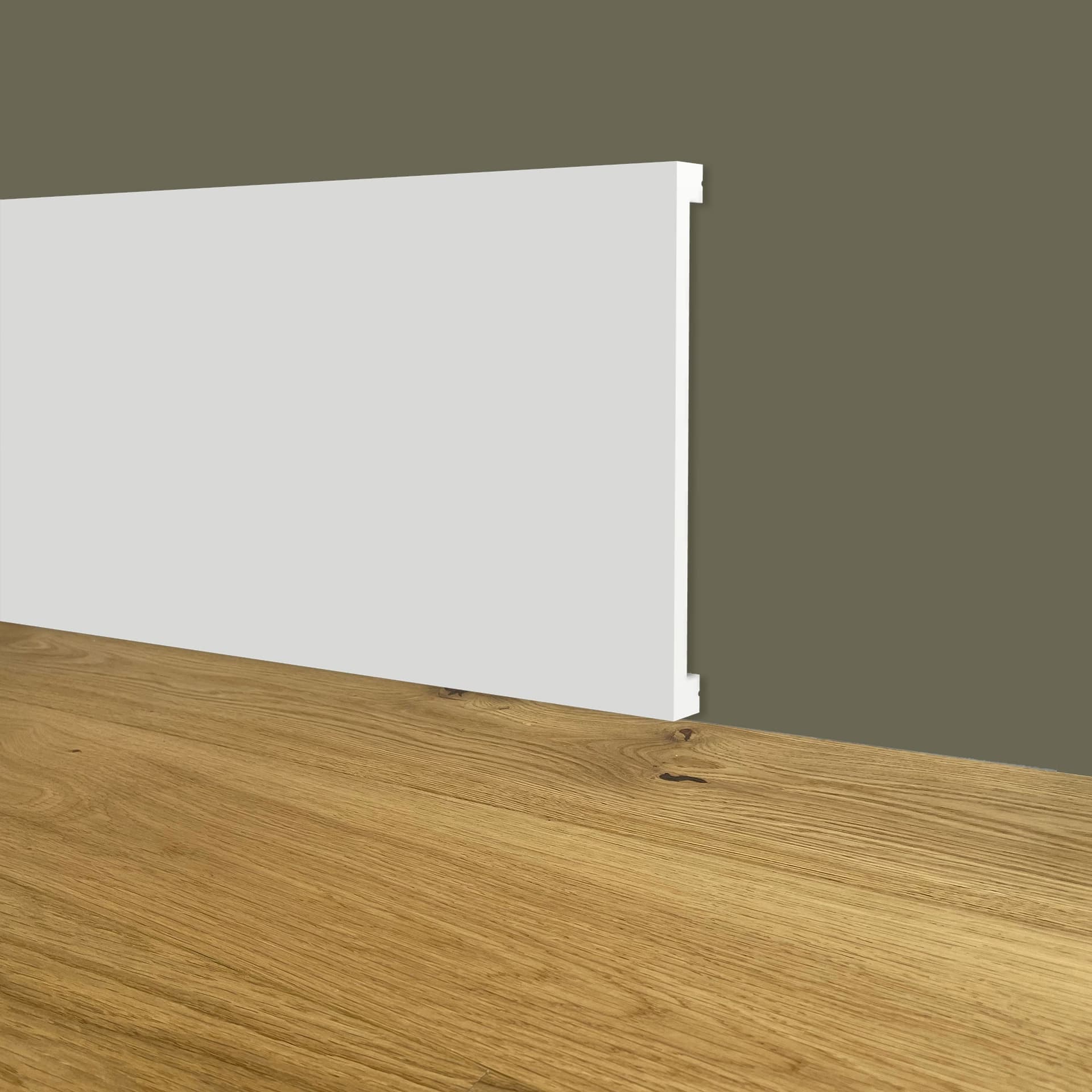 Battiscopa SQUADRATO BIANCO PASSACAVO 120x10x2000mm in POLIMERI - Polistrutturato - Eternal Parquet