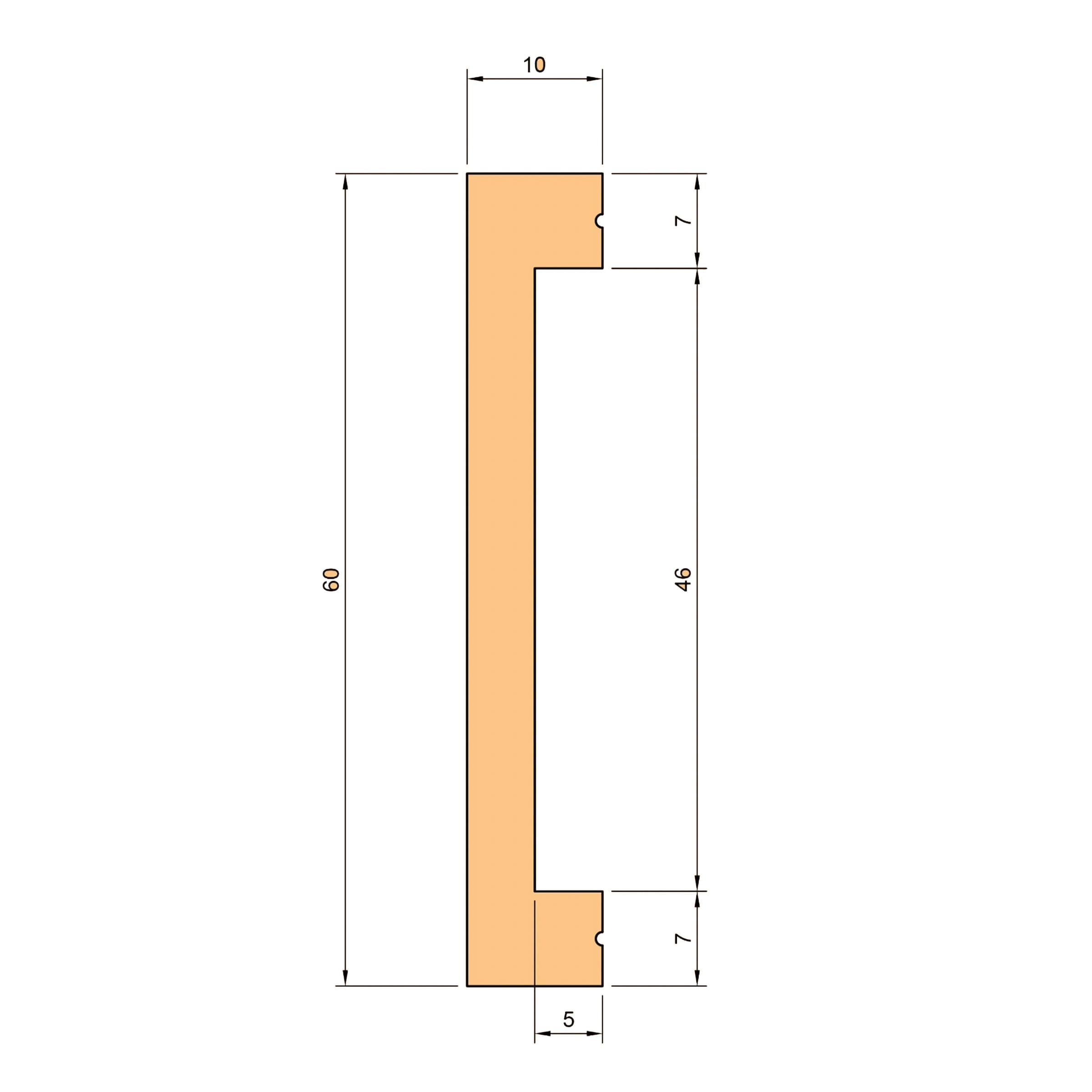 Battiscopa SQUADRATO BIANCO PASSACAVO 60x10x2000mm in POLIMERI - Polistrutturato - Eternal Parquet