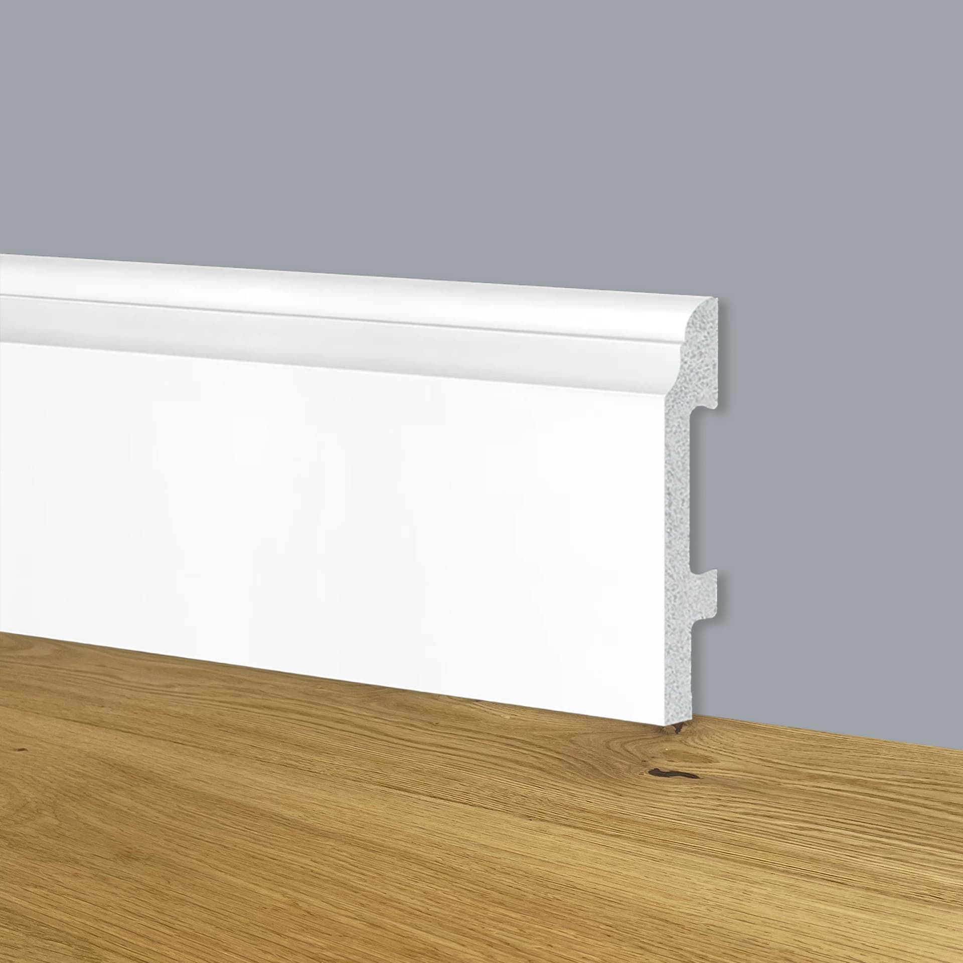 Battiscopa Zoccolino BIANCO mod. CORINZIO 95x15x2000mm in POLIMERI - Polistrutturato - Eternal Parquet