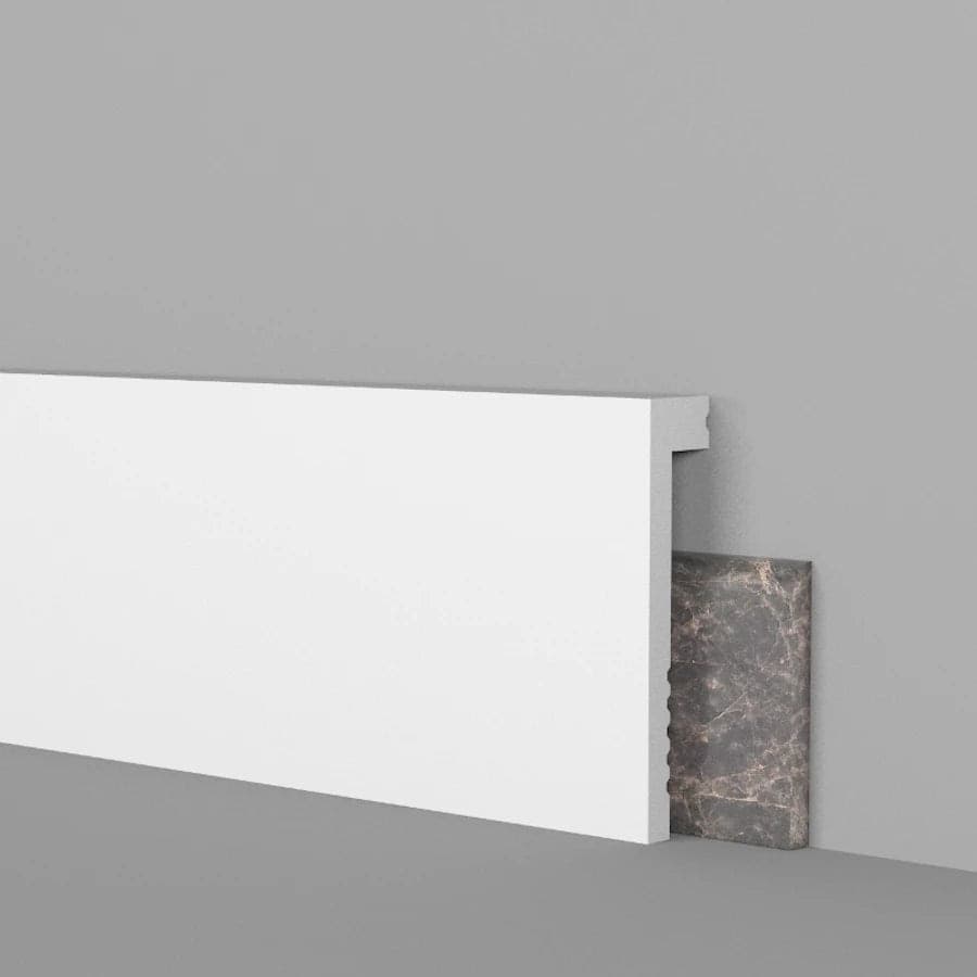 84ml bancale di Battiscopa coprimarmo copribattiscopa BIANCO 100x22x2000mm in POLIMERI - Eternal Parquet